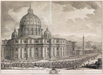 GIUSEPPE VASI Two etchings of St. Peters Basillica and the Vatican.